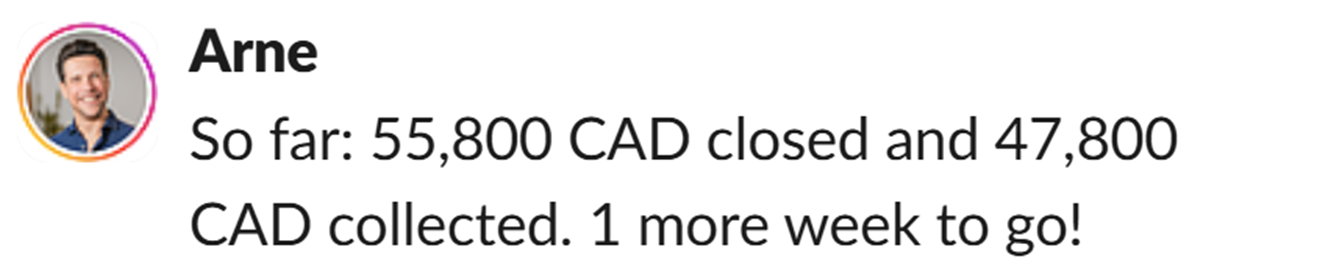 Arne W. $55,800 CAD closed mid-September